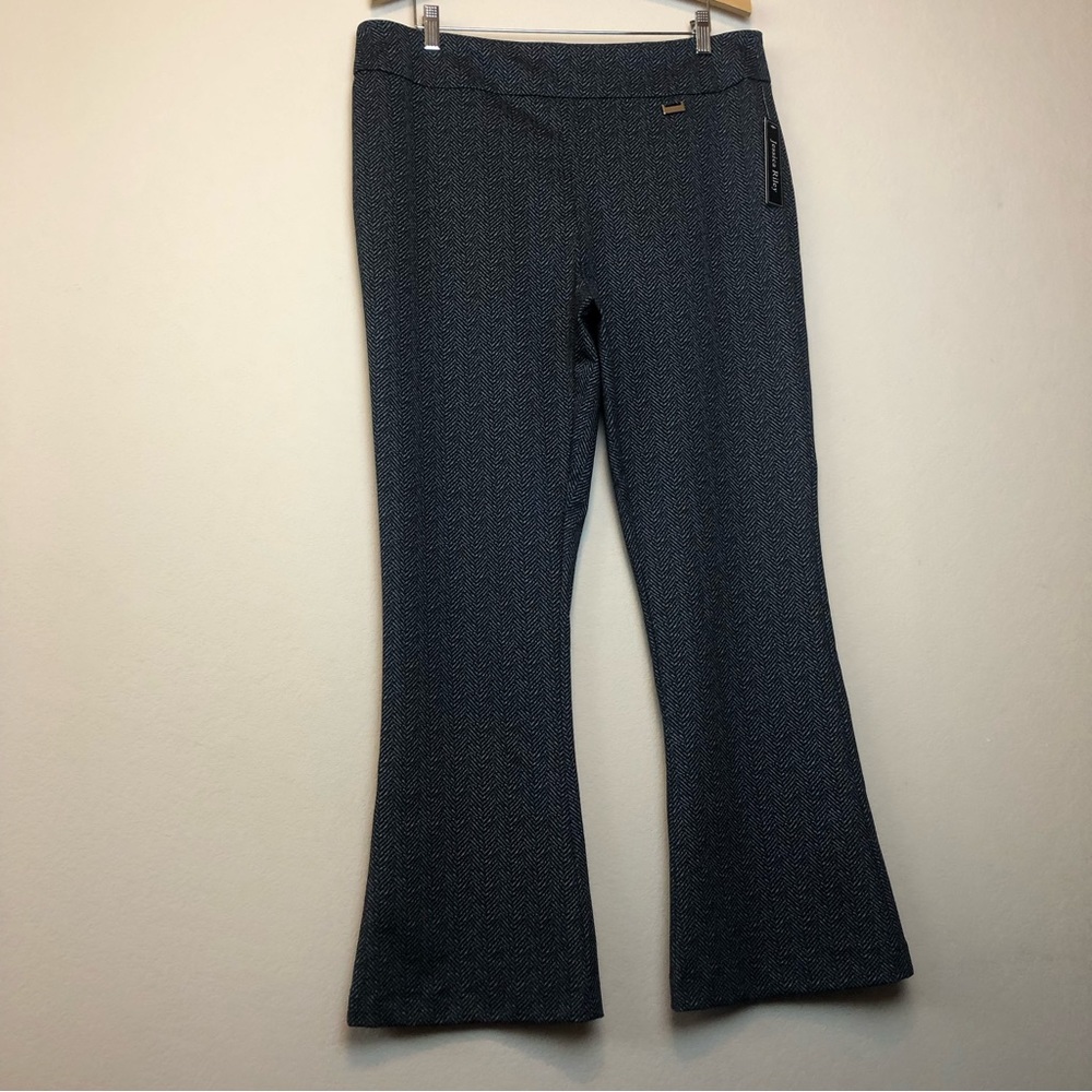 NWT Jessica Riley black wide leg pants with white patterns Size XL
